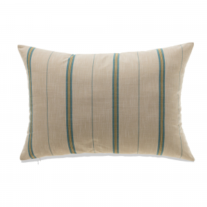 French Stripe Blue On Beige With Feather Down Insert Pillow