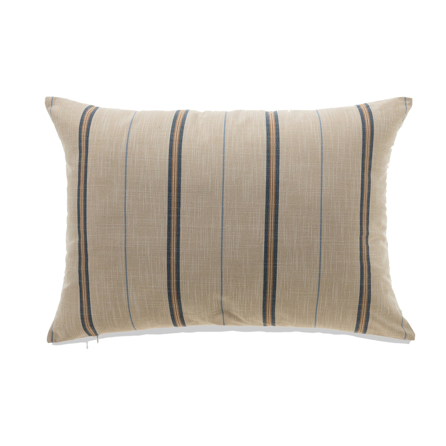 French Stripe Navy Blue On Beige With Feather Down Insert Pillow