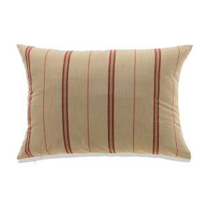 French Stripe Red On Beige With Feather Down Insert Pillow