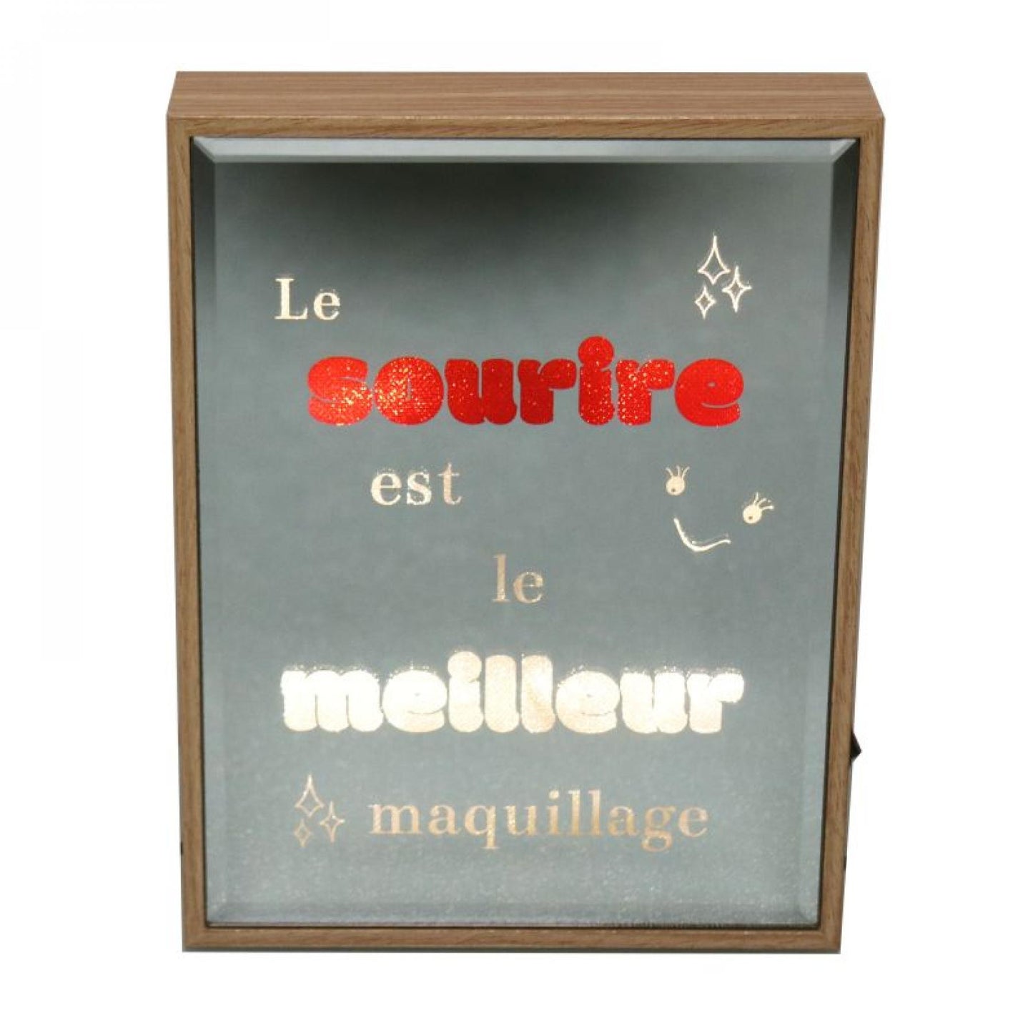 Reflets D'Arts Led Lit-La Sourire Est Le Meilleur Maquillage Block Sign