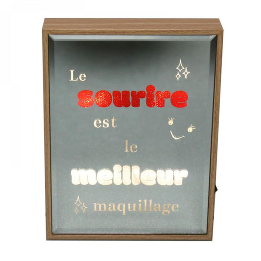 Reflets D'Arts Led Lit-La Sourire Est Le Meilleur Maquillage Block Sign