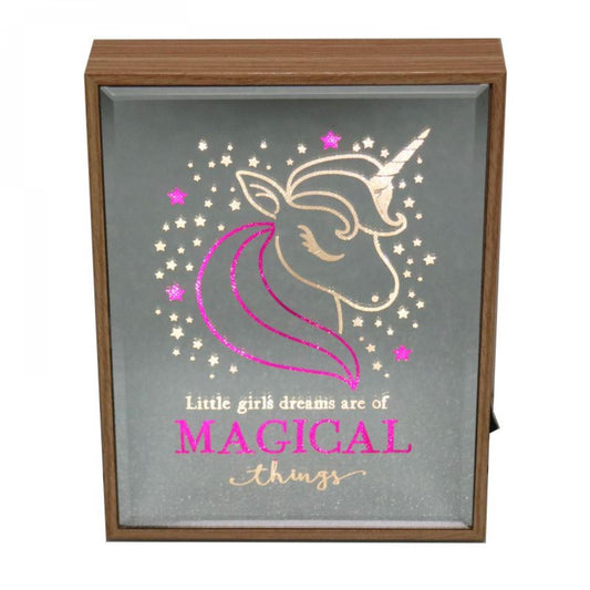 Reflection Art Led Lit- Little Girls Dreams Are Of Magical Things Block Sign