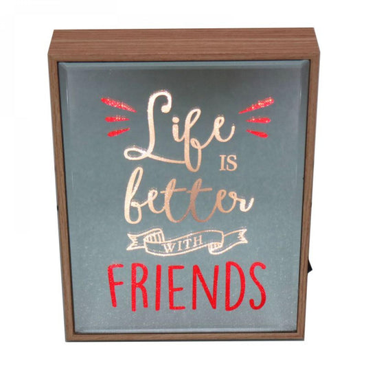 Reflection Art Led Lit : Life Is Better With Friends Block Sign