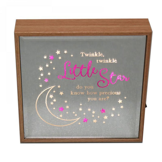 Reflection Art Led Lit Twinkle Twinkle Little Star With Text Block Sign