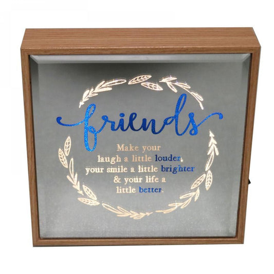 Reflection Art Led Lit Friends With Text Block Sign