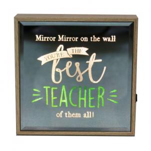 Reflection Art Led Lit With Text-Best Teacher Block Sign