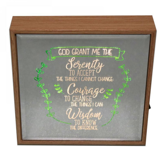 Reflection Art Led Lit Serenity Prayer Block Sign