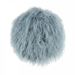 Sea Blue Round Mongolian Lamb Fur With Featherdown Insert Pillow