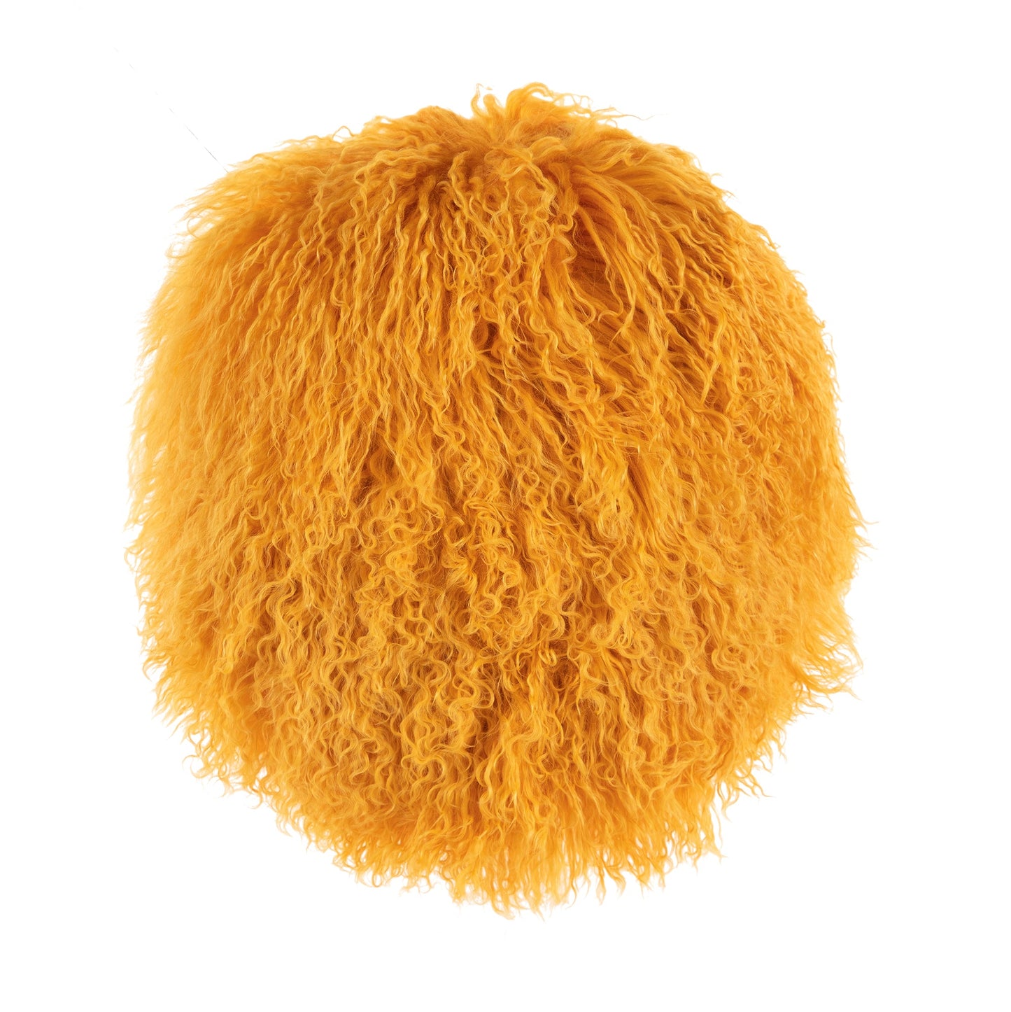 Yellow Round Mongolian Lamb Fur With Featherdown Insert Pillow