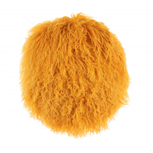 Yellow Round Mongolian Lamb Fur With Featherdown Insert Pillow