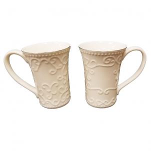 Set Of 2 Silver Colored Rim With Scrolled Pattern Mug