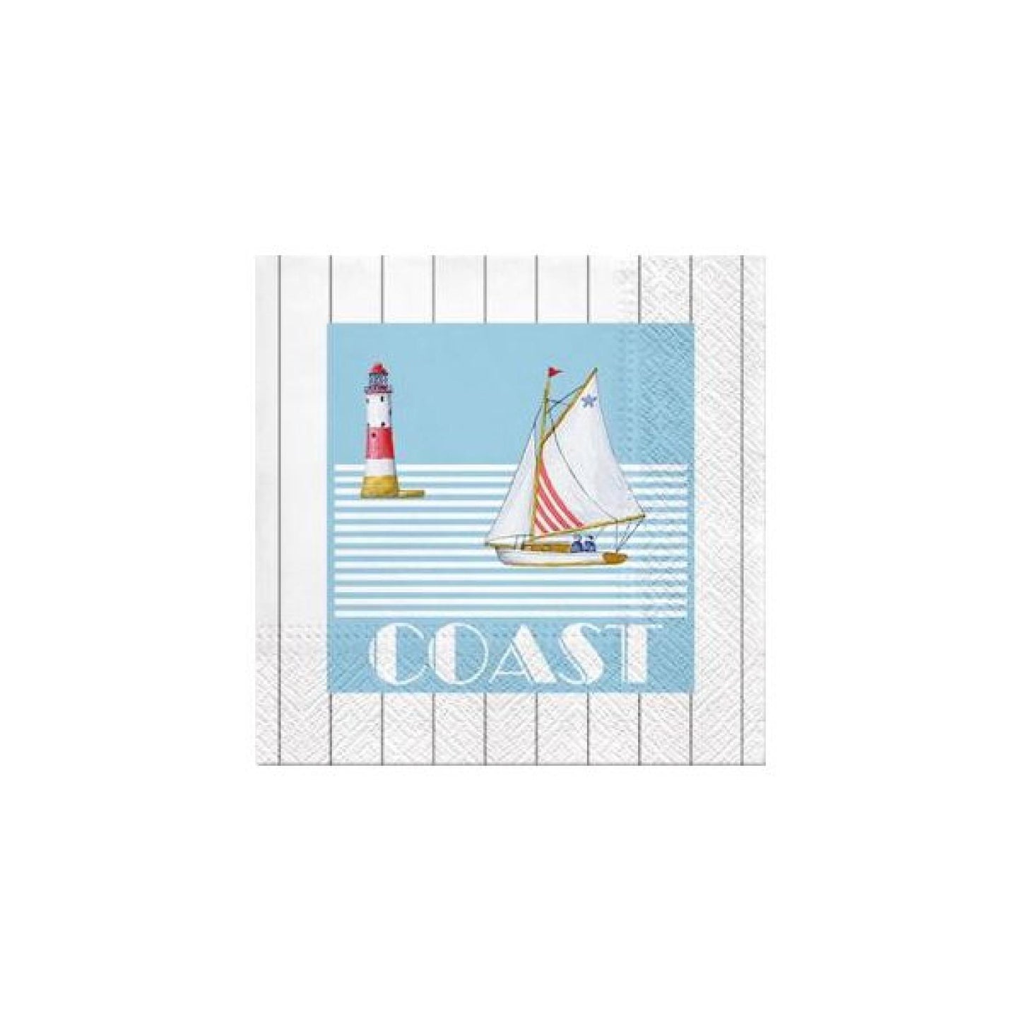 Pack Of 20 Luncheon Size Coast With Sail Boat Pattern Napkins