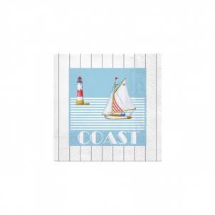 Pack Of 20 Luncheon Size Coast With Sail Boat Pattern Napkins