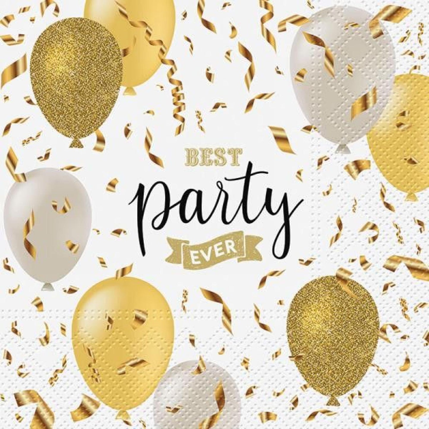 Pack Of 20 Luncheon Size Best Party Ever With Balloons And Streamers Pattern Napkins