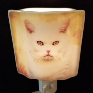 White Cat Print Night Light