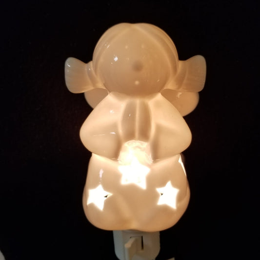 Porcelain Angel With Stars Skirt Night Light