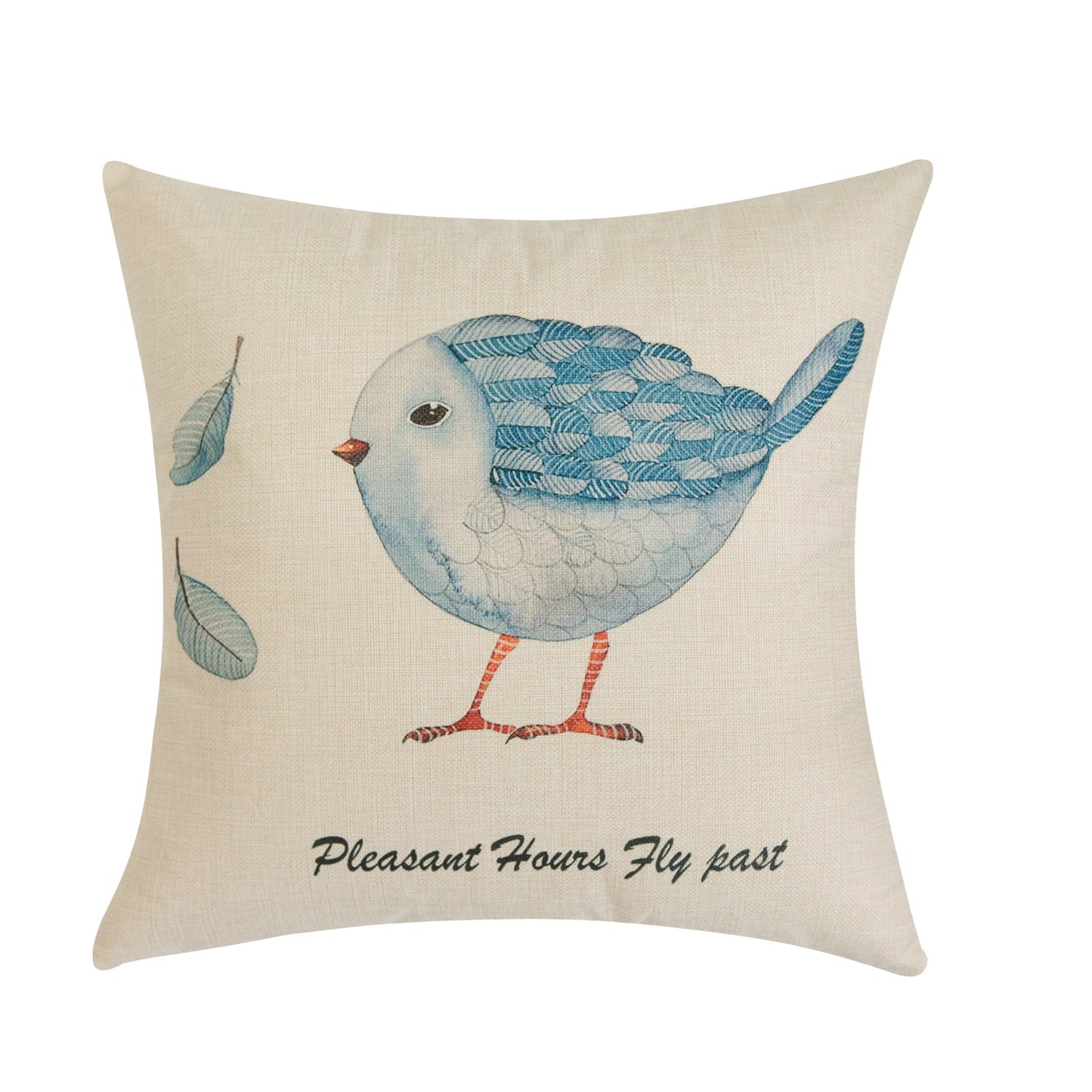 Pleasant Hours Fly Past With Blue Bird With Feather Down Insert Pillow