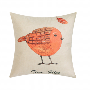 Time Flies With Bird Print And Feather Down Insert Pillow