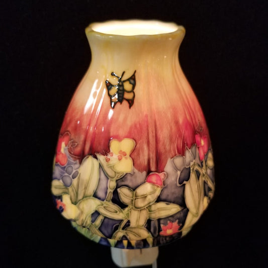 Stained Glass Look Butterfly & Flower Lampshade Shaped Night Light