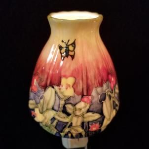 Stained Glass Look Butterfly & Flower Lampshade Shaped Night Light