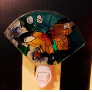 Fan Shaped With Butterfly Glass Night Light