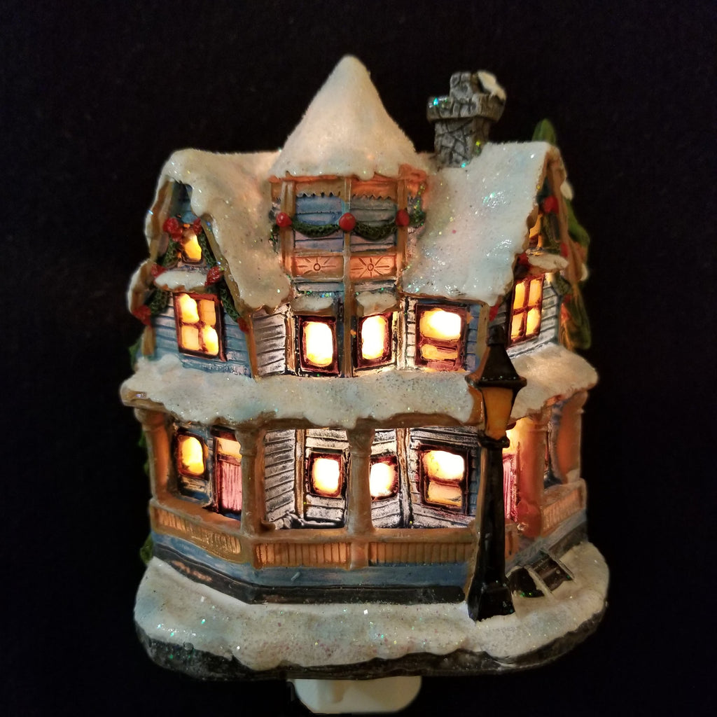 Hand Painted Snow Covered House Night Light