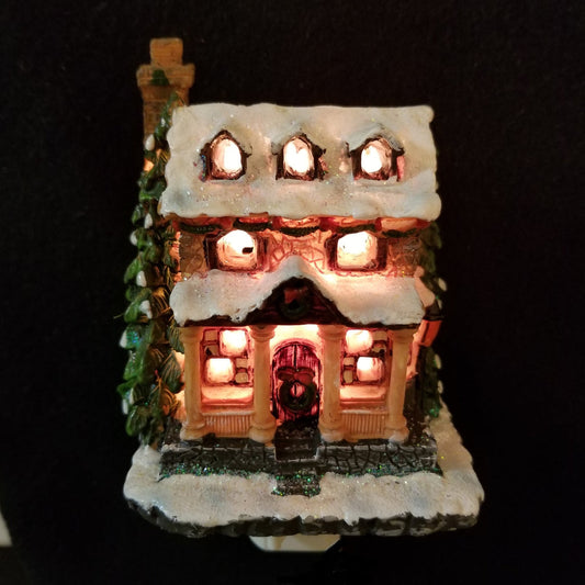 Snow Covered House Hand Painted Night Light