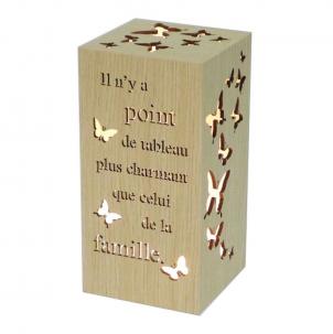 Rectangular With Butterflies And French Text Message -Famille Night Light