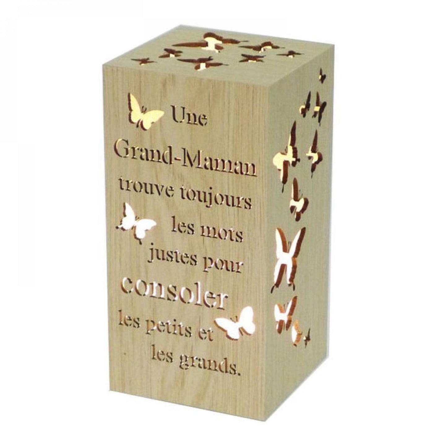 Rectangular With Butterflies And French Text Message -Grand-Maman Night Light