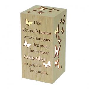 Rectangular With Butterflies And French Text Message -Grand-Maman Night Light