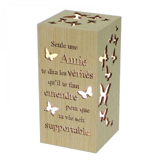 Rectangular With Butterflies And French Text Message -Amie Night Light