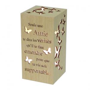 Rectangular With Butterflies And French Text Message -Amie Night Light