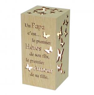 Rectangular With Butterflies And French Text Message -Papa Night Light