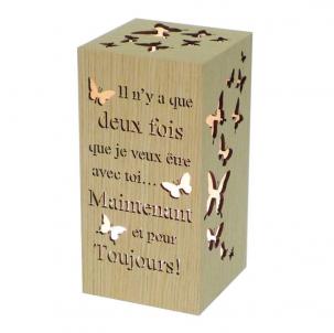 Rectangular With Butterflies And French Text Message -Maintenant Et Pour Toujours Night Light