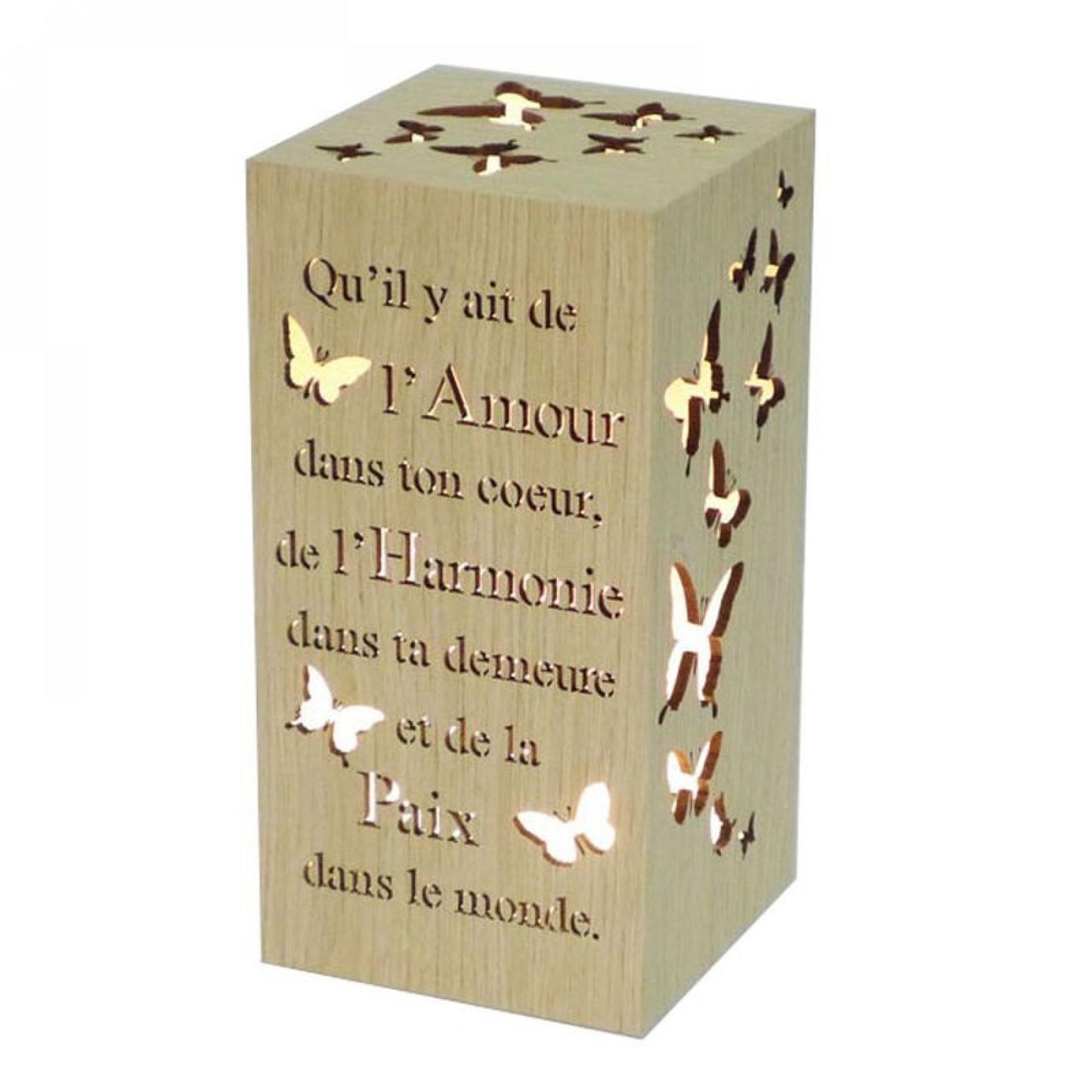 Rectangular With Butterflies And French Text Message -L'Amour Night Light