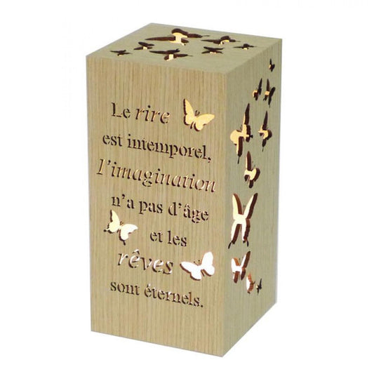 Rectangular With Butterflies And French Text Message -Rire Et Reves Night Light