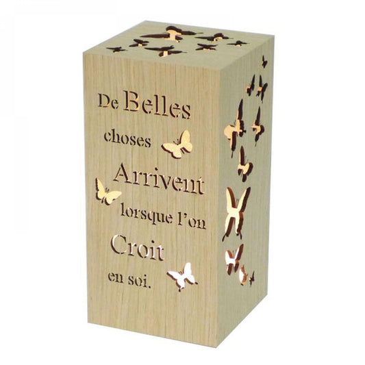 Rectangular With Butterflies And French Text Message -L'On Croit En Soi Night Light