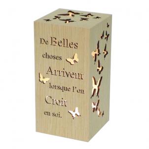 Rectangular With Butterflies And French Text Message -L'On Croit En Soi Night Light