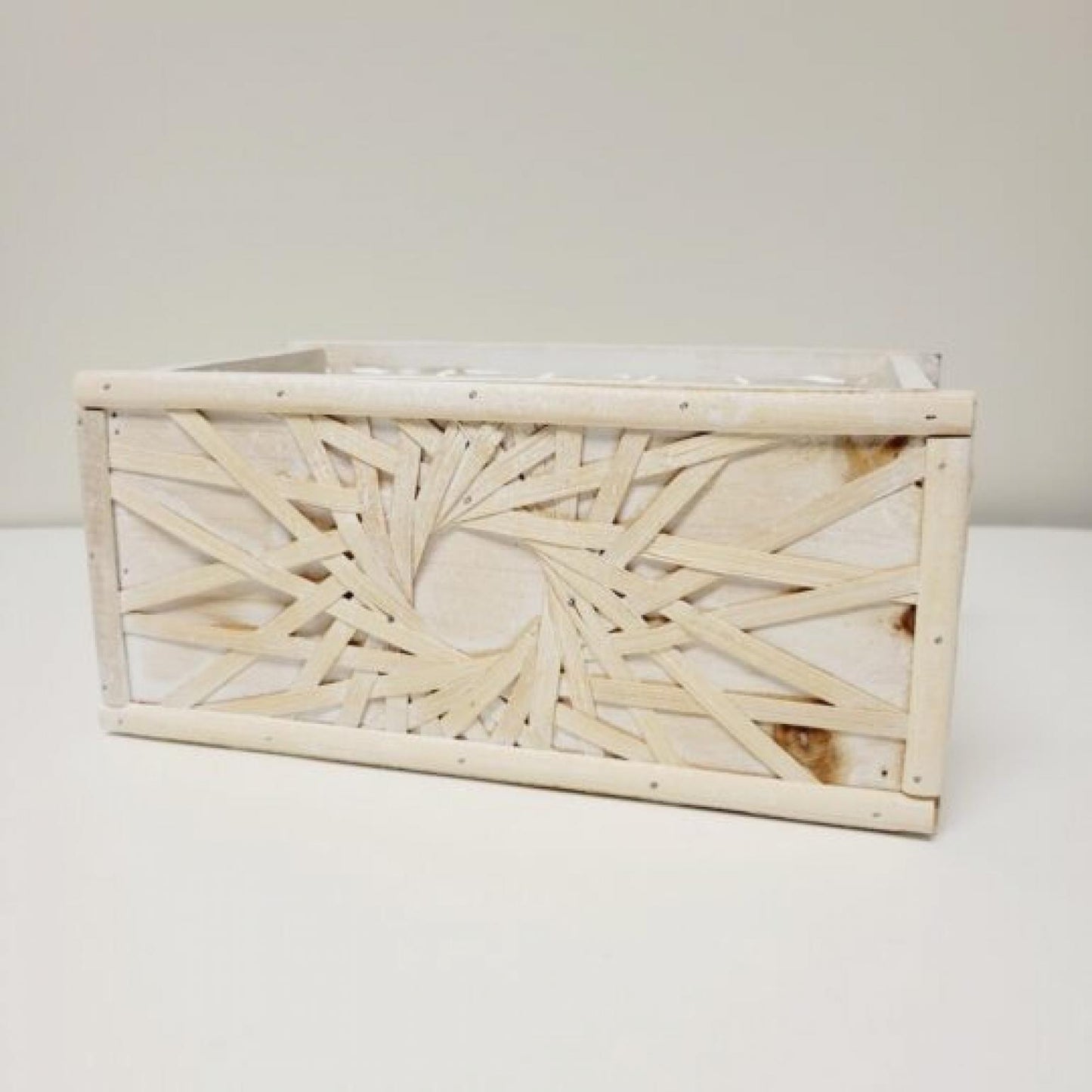 Set Of 2 Wood With Sun Pattern Boxes