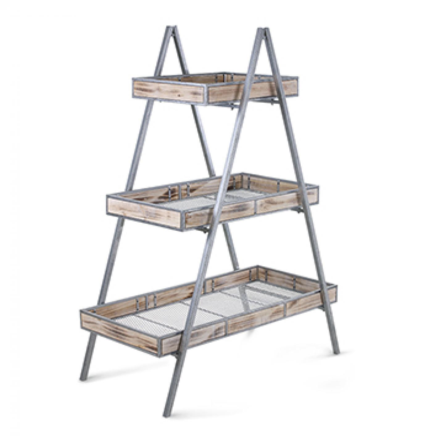 3 Tier Wood And Metal Plant Stand