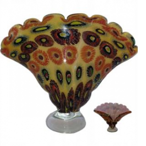 Multi Colored And Patterned Seashell On A Clear Glass Base Figurine