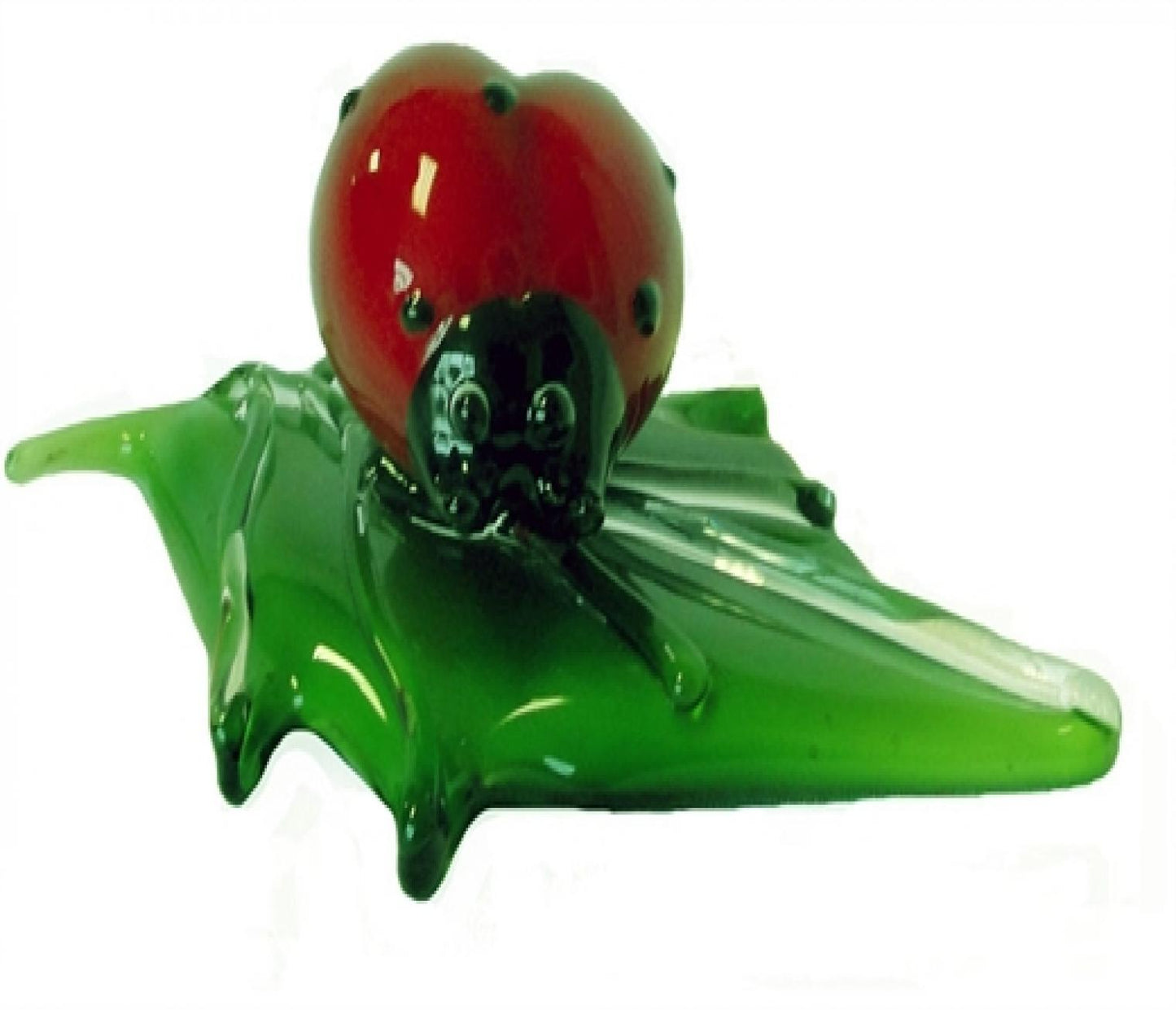 Lady Bug On A Leaf Glass Figurine