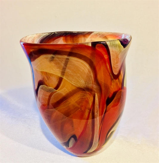 Hand Made Amber Tones Glass Vase