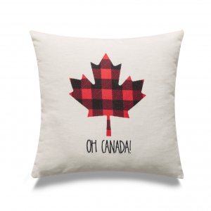 Oh Canada With Buffalo Check Maple Leaf Print And Feather Down Insert Pillow