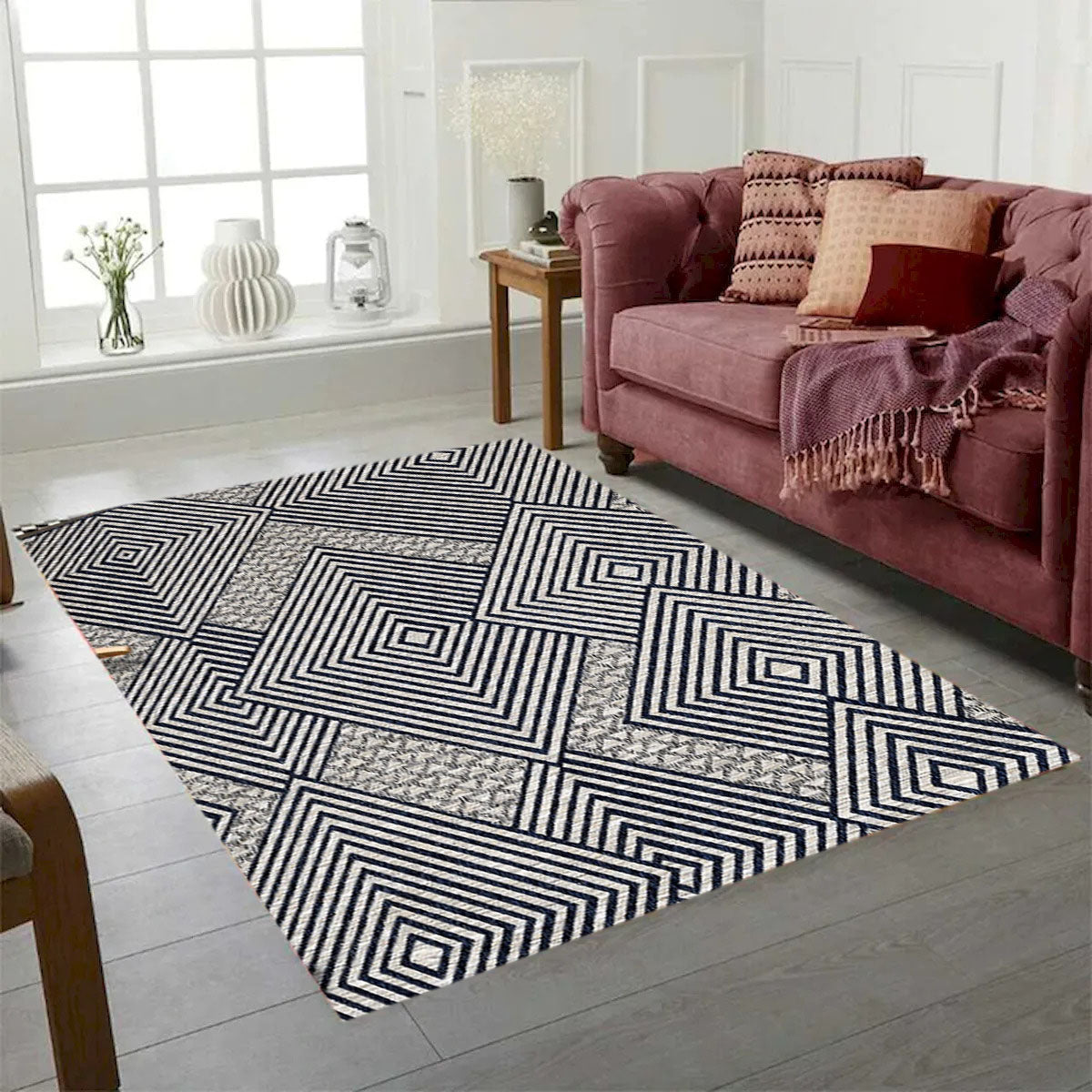 Odessa Natural Navy And Light Gray Rug