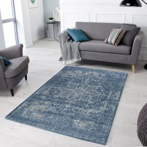 Oksana Indoor Outdoor Distressed Azure Blue And Silver Rug