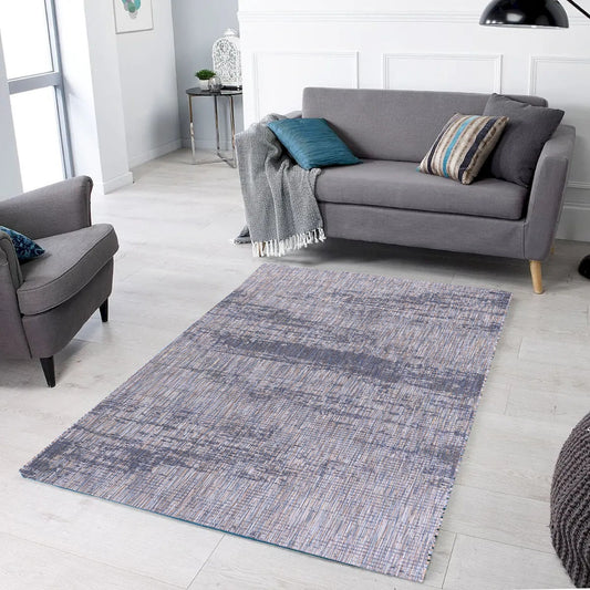 Oksana Indoor Outdoor Sky Blue & Navy Blue Rug