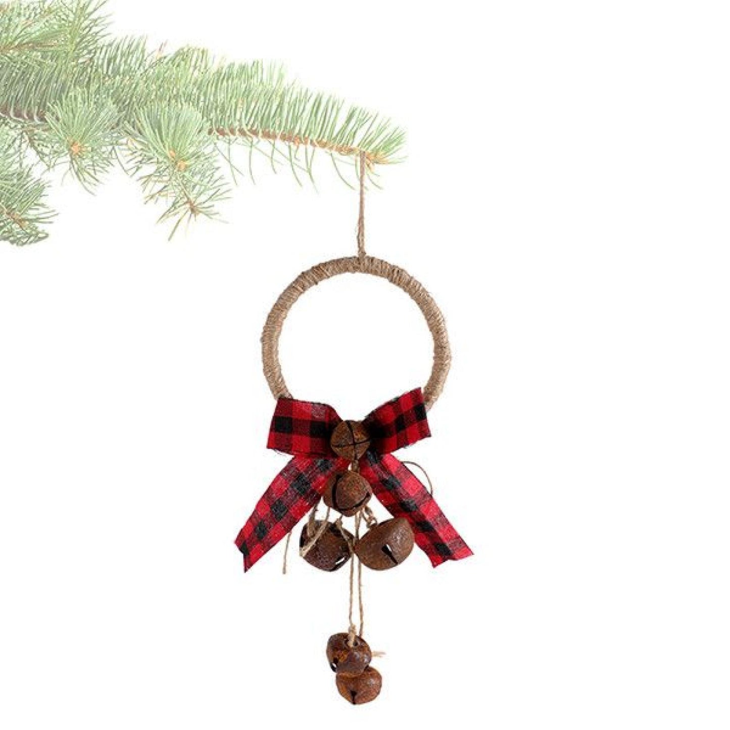 Door Knob Hanger With Rusty Bells And Bow Christmas Decor