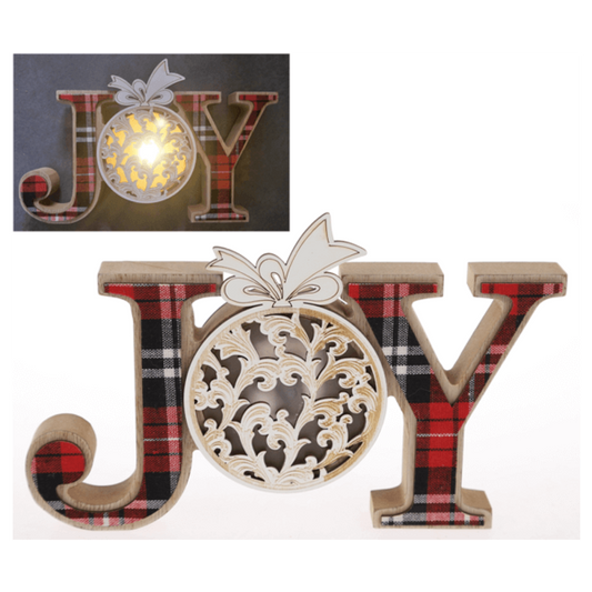 Joy With Led Lit O And Plaid J And Y Christmas Decor