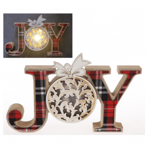 Joy With Led Lit O And Plaid J And Y Christmas Decor